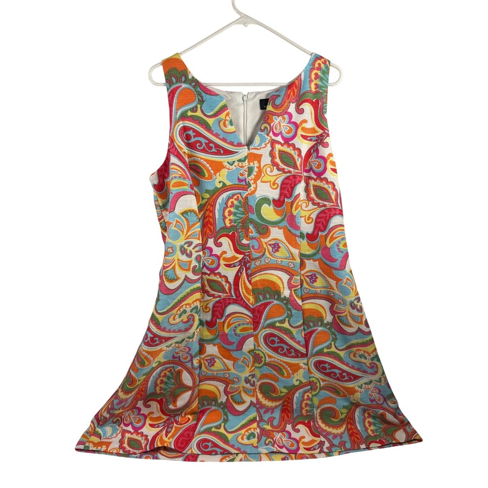 Ronni Nicole Paisley Shift Dress 16 Multi Color Sleeveless V-Neck Women